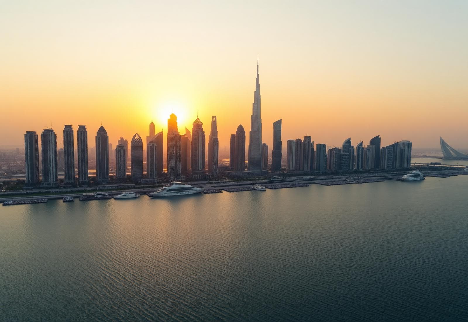 Dubai Marina skyline at night